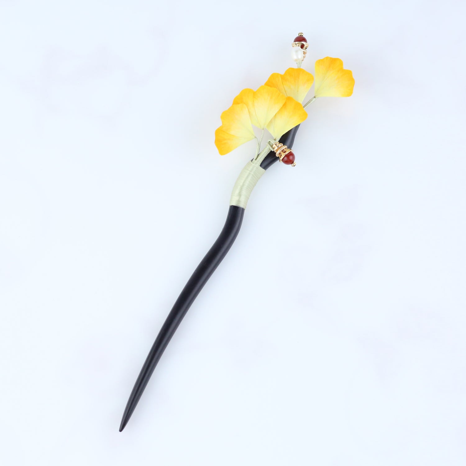 yellow ginkgo leaf hair stick