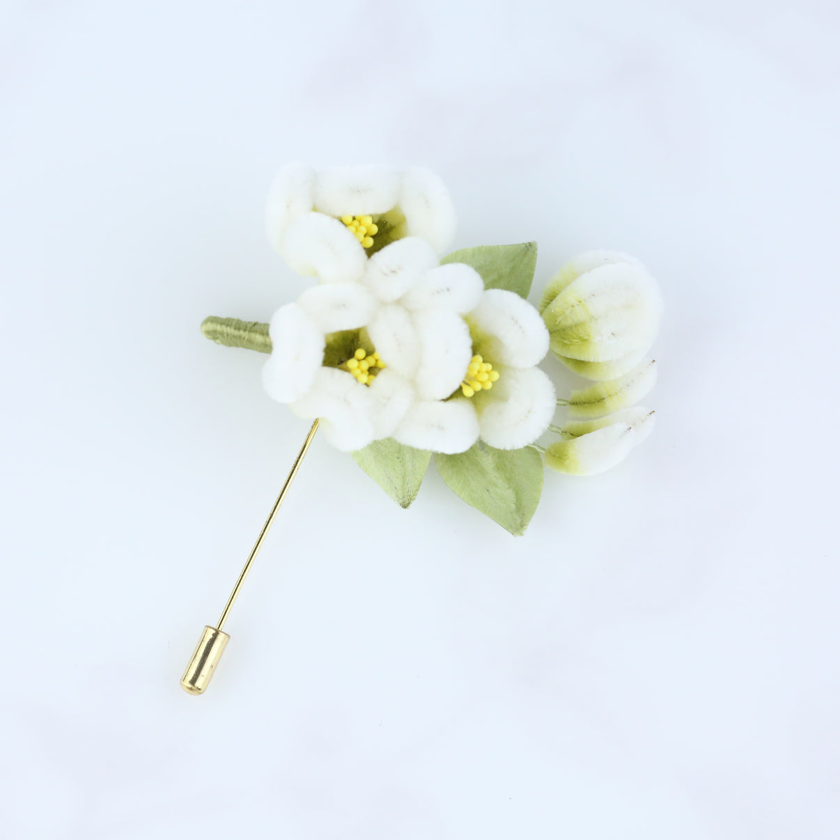 Handmade Ronghau White Jasmine Brooch