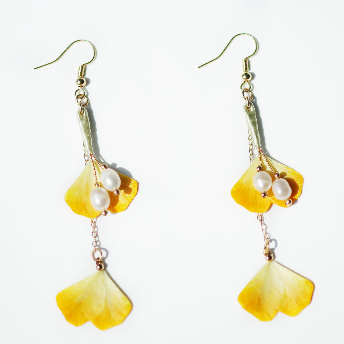 yellow ginkgo leaf earrings