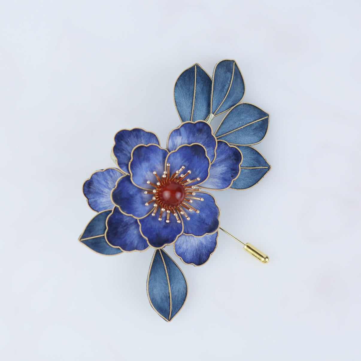 Handmade Ronghua Velvet Flower Art Pin for Wedding & Collection