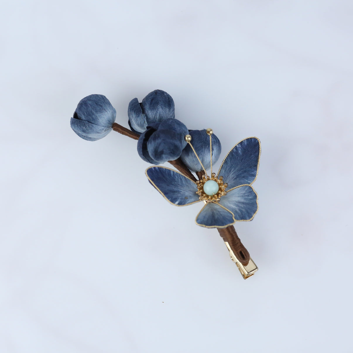 Gradient Ronghua Sculpture Velvet Flower Barrette