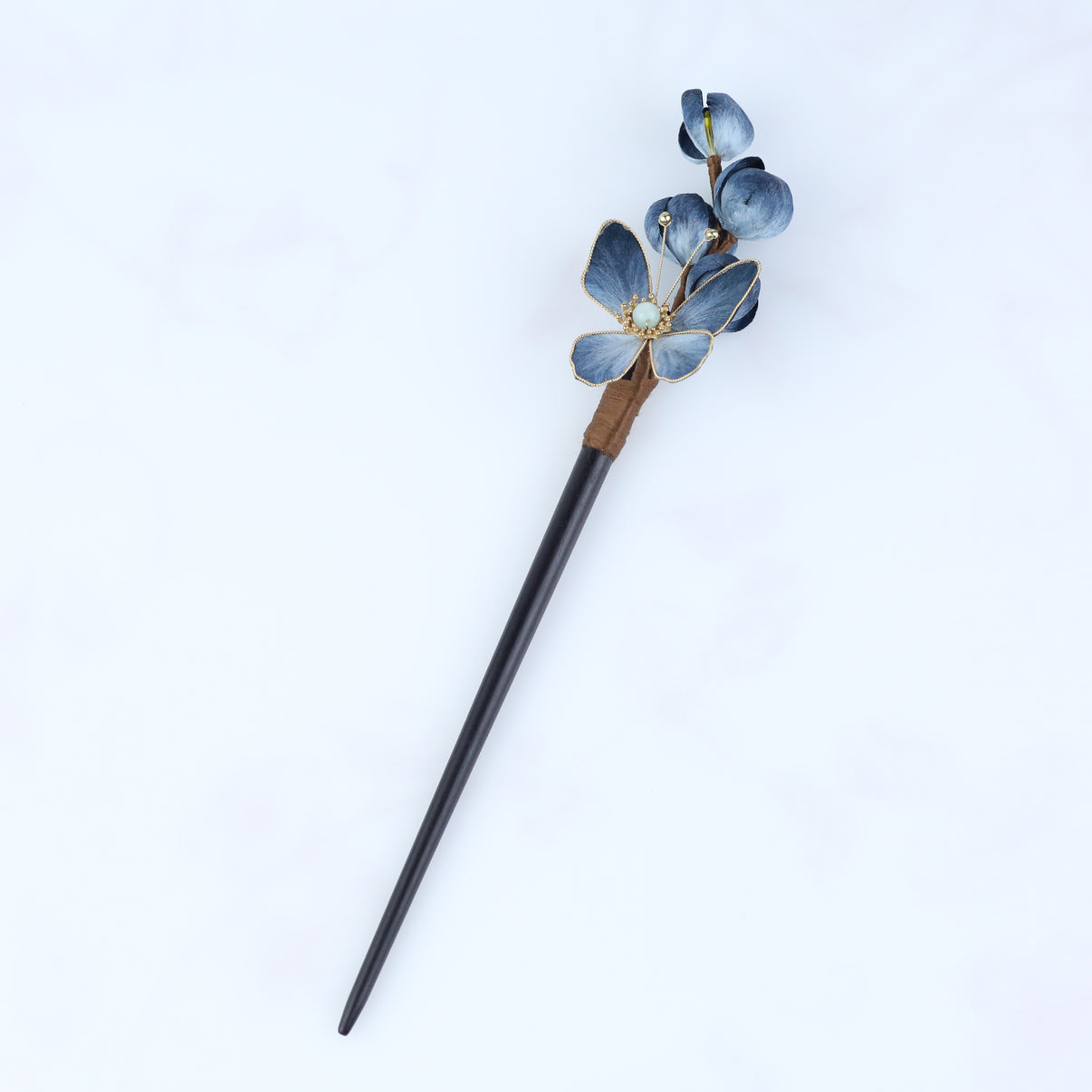 Ink Blue Gradient Ronghua Art Velvet Flower Hair Accessories