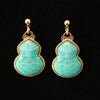 Handmade Song brocade gourd blue-green earrings for women