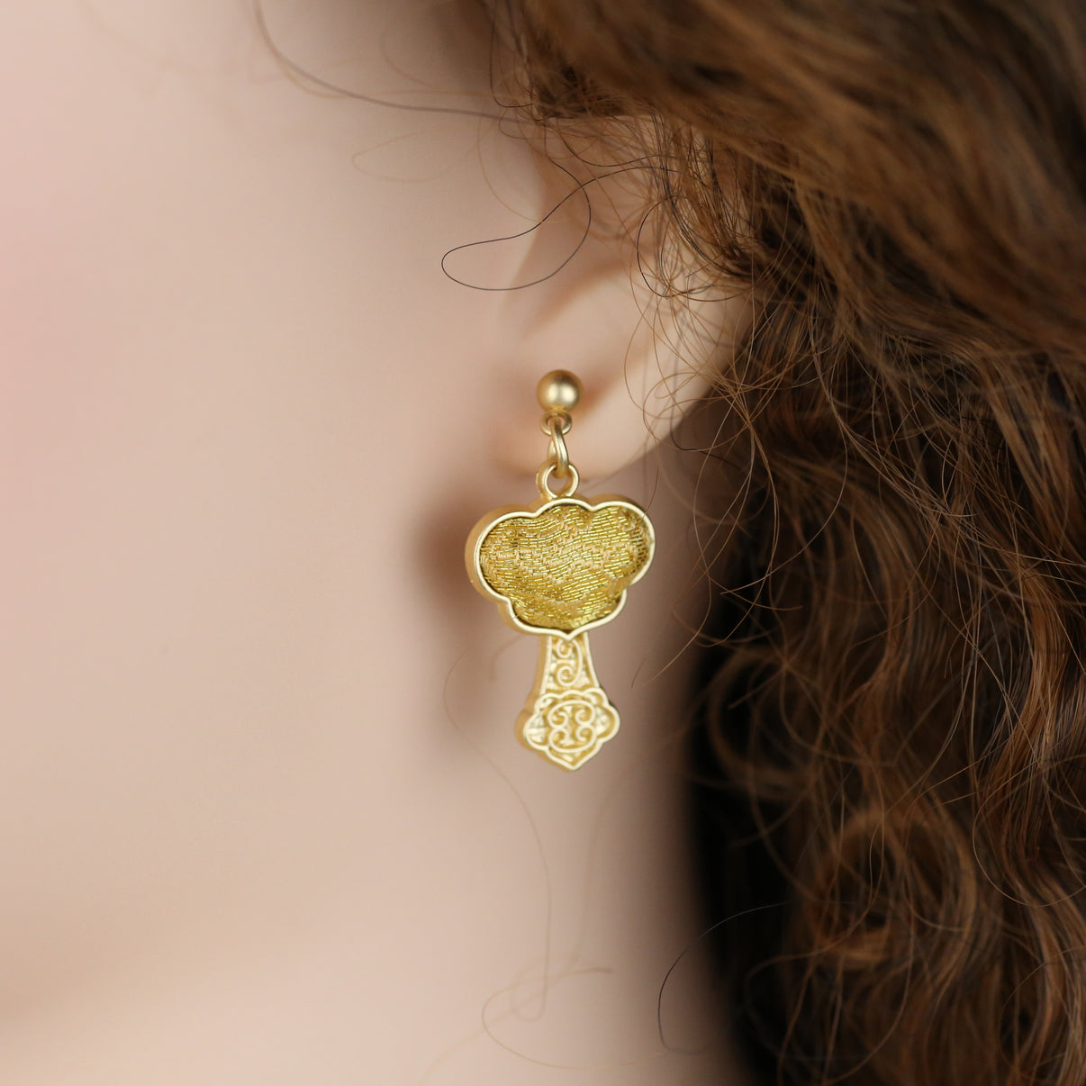 Handmade Drop Earrings with Song Brocade 