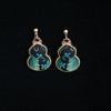 Handmade Song brocade gourd black earrings for women
